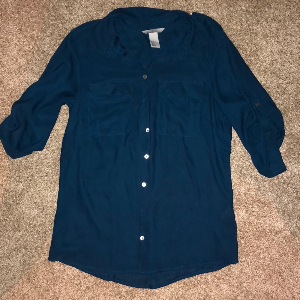 TWO H&M dressy collared blouses